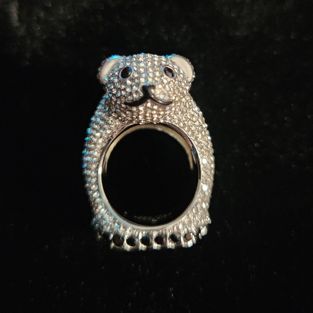kate spade Size 8 Silver Pave Bear Ring